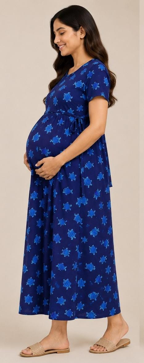 Maternity wear- Blue fish printed one piece