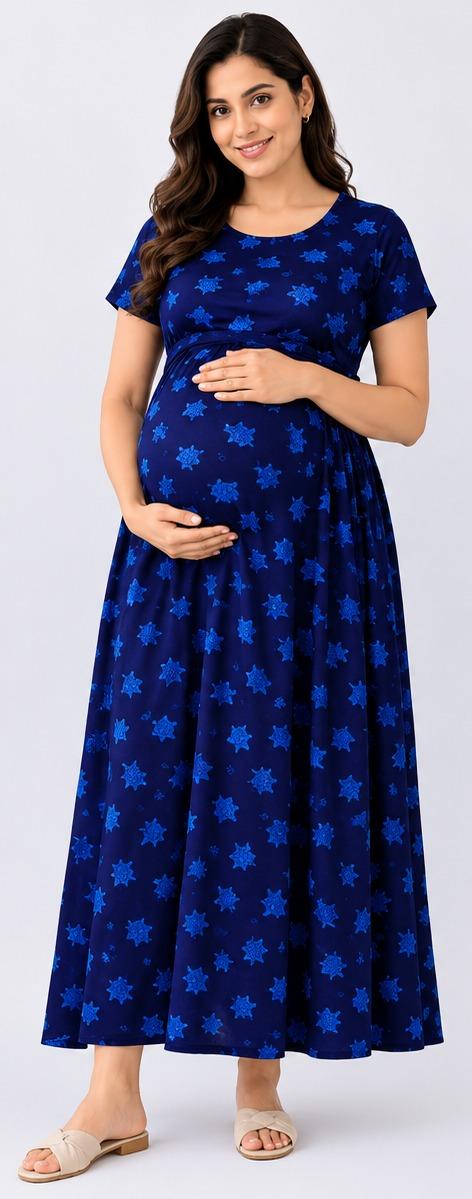 Maternity wear-  Blue flowers printed one piece