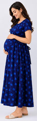 Maternity wear-  Blue flowers printed one piece