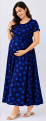 Maternity wear-  Blue flowers printed one piece